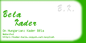 bela kader business card